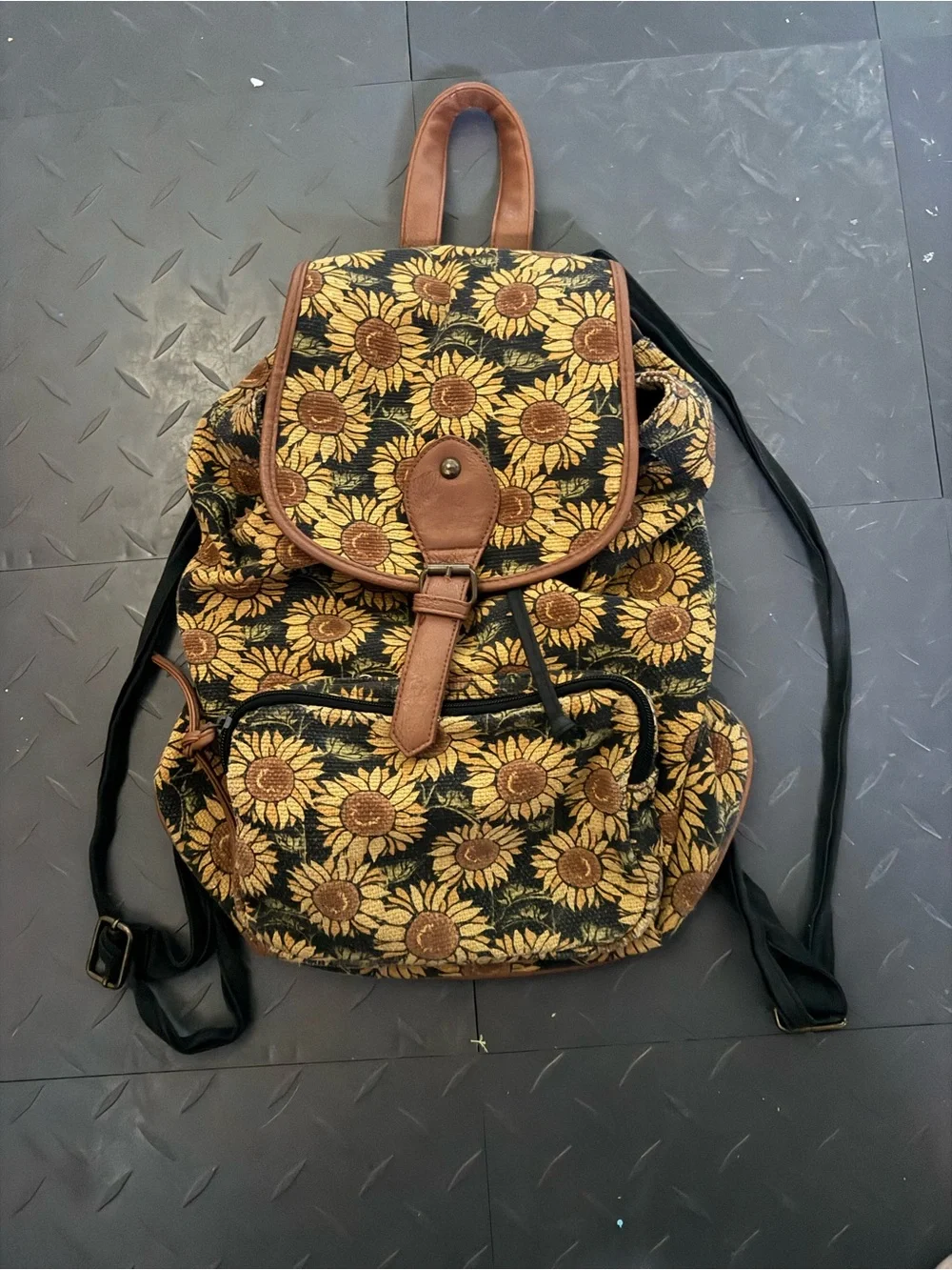🌻Y2K Mossimo Sunflower Print Standard Size Festival Boho Backpack Bag
